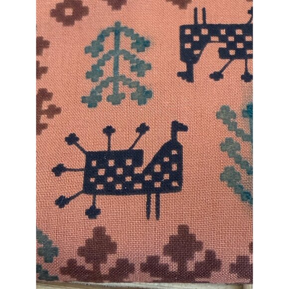 Vintage MCM Swedish Jewelry Pouch Peach With Deer Atomic Animals - Picture 9 of 9